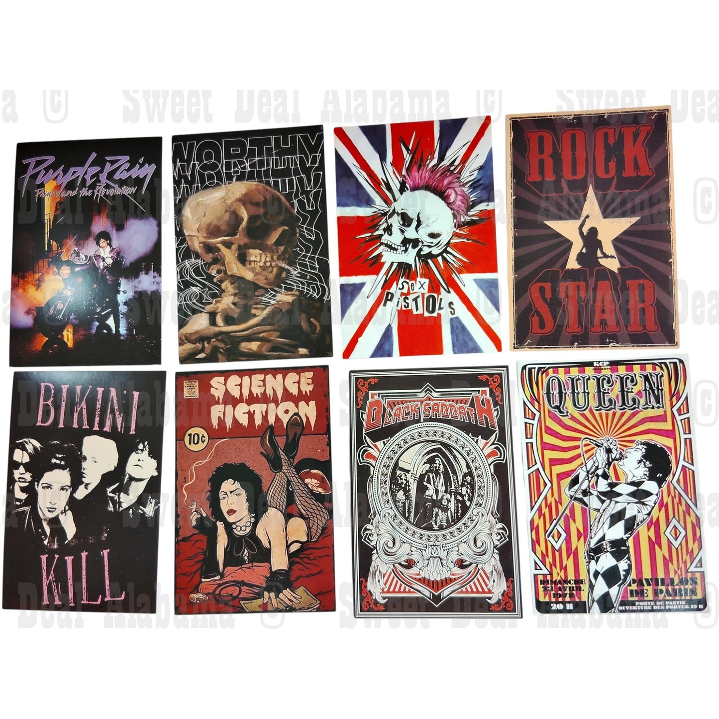 8-Piece Punk Rock Wall Collage Kit - Hip Hop, Rap, Rock & Roll - 6"x4" Posters