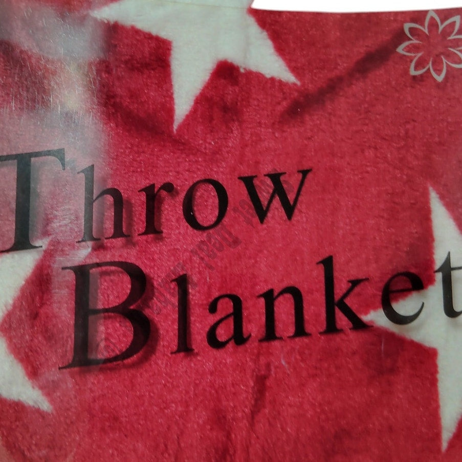 Fleece Throw, Red with Stars, 50"x60", Very Soft and Cuddly, 100% Polyester