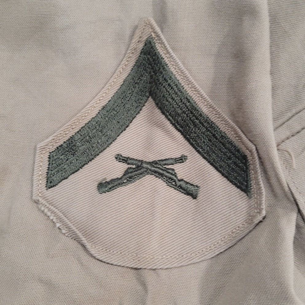 Korean War Era USMC Khaki Cotton Short Sleeve Shirt – Size Small
