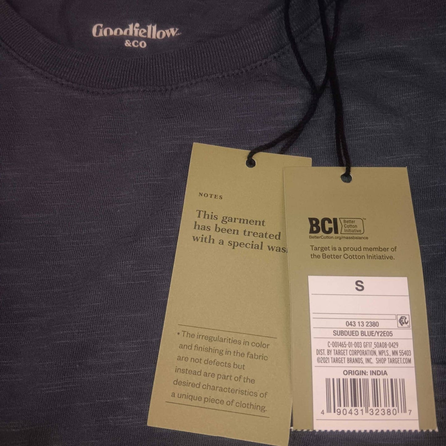 Goodfellow Small Mens Short Sleeve Slub Pocket T-Shirt - Subdued Blue