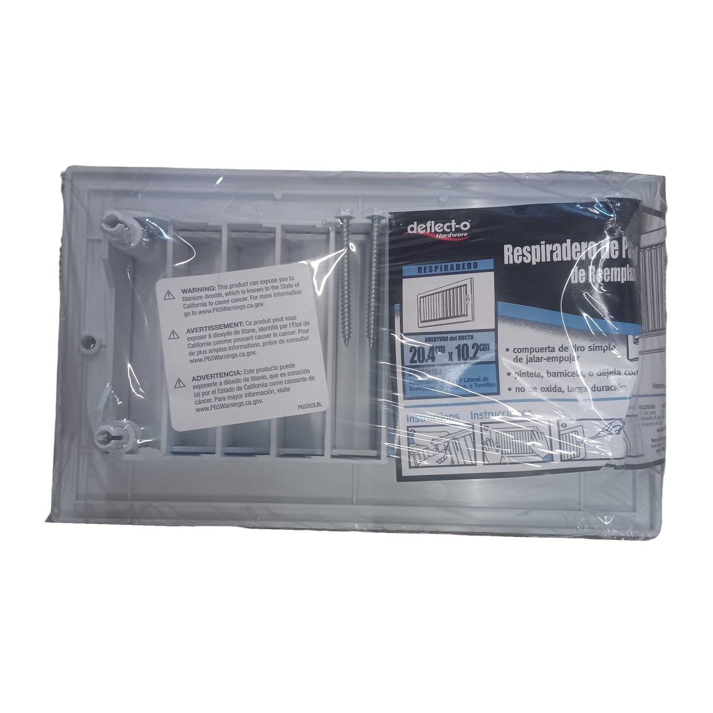 Deflect-O 8 in. x 4 in. Plastic 2-Way Ceiling / Wall Register, White