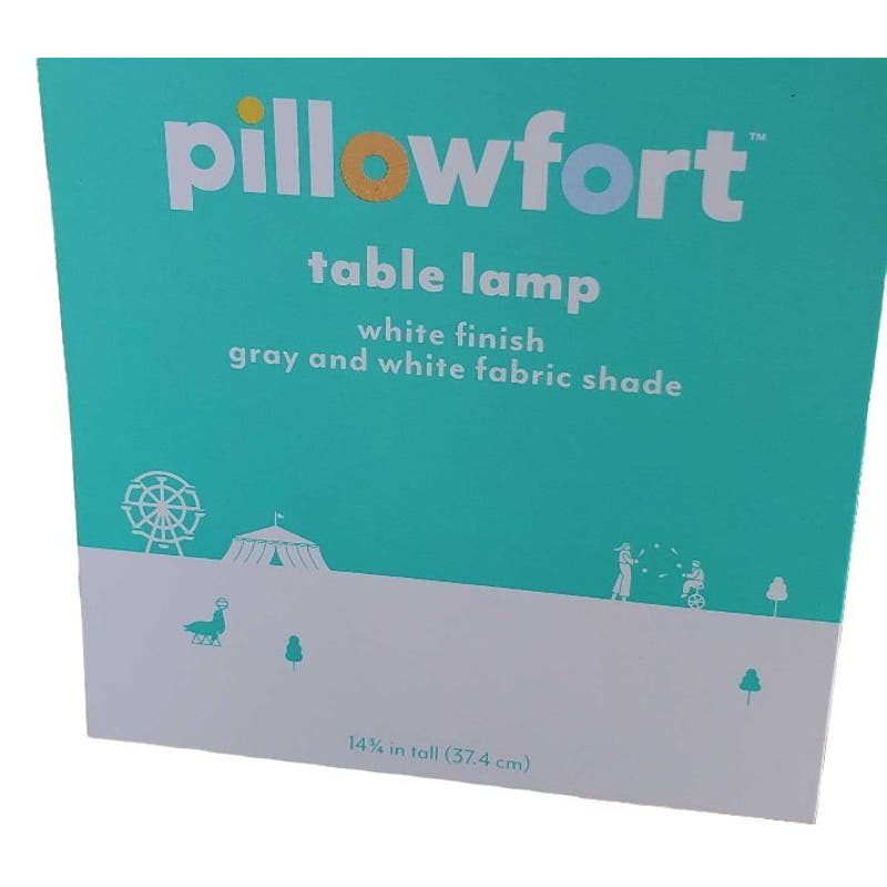Matching Pair 14.75" Pillowfort Striped Gray Accent Bed/Sofa Side Table Lamps