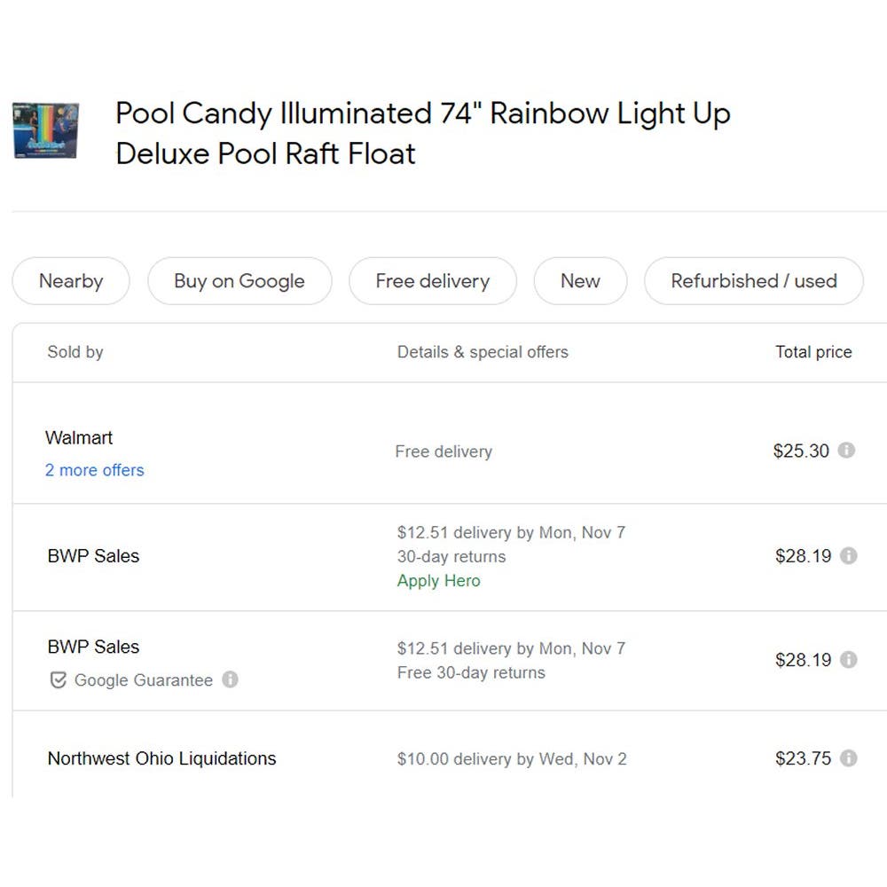Pool Candy Illuminated 74" Rainbow Light Up Deluxe Pool Raft Float - Free Ship
