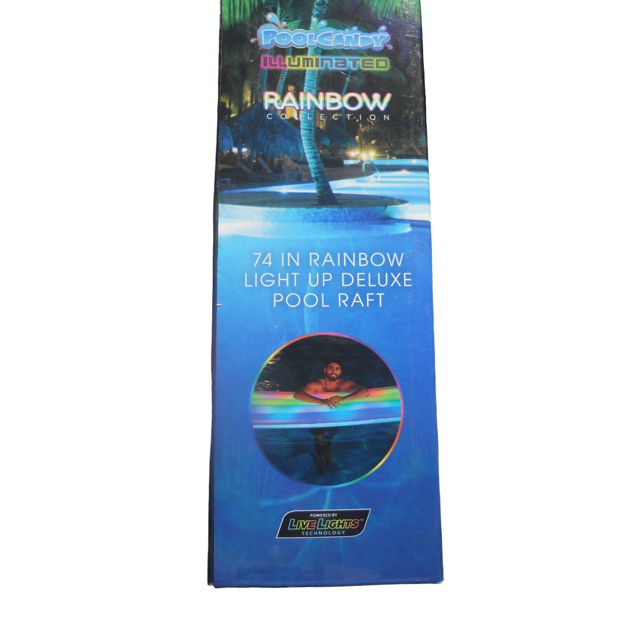 Pool Candy Illuminated 74" Rainbow Light Up Deluxe Pool Raft Float - Free Ship