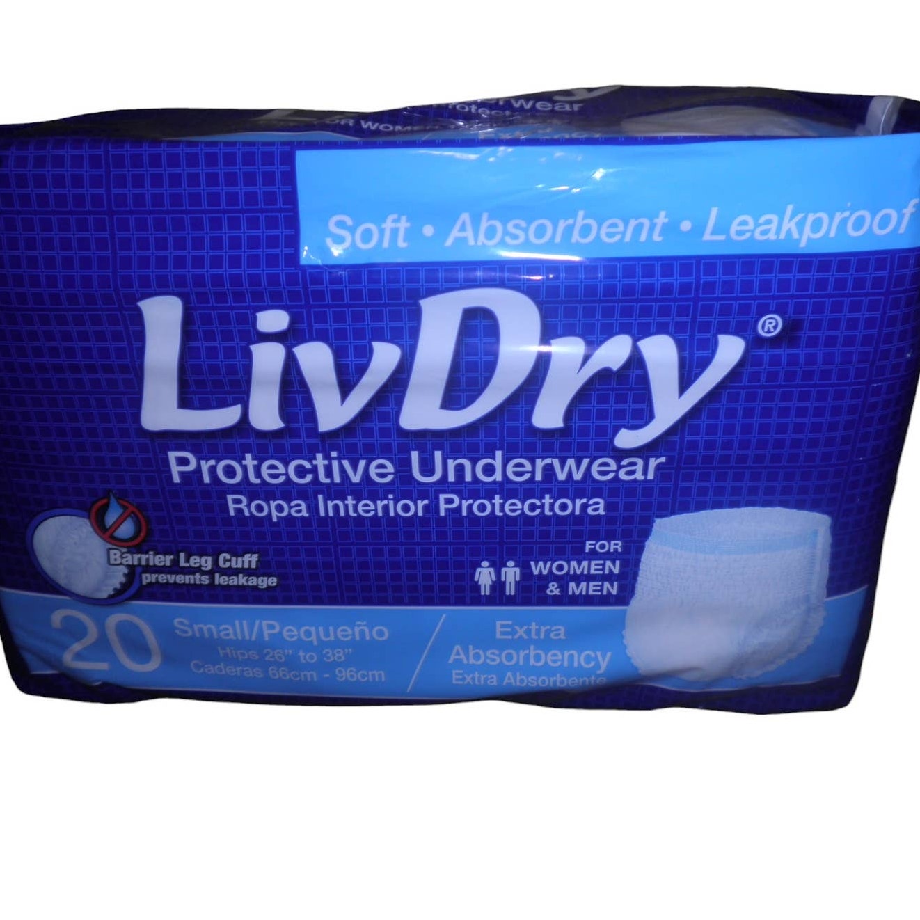 LivDry Adult Incontinence Underwear, SM, 40-Pack, Extra Absorbency Adult Diapers