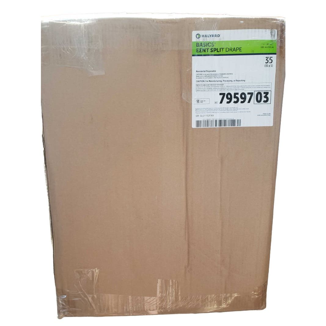 (Case of 35) Halyard Basics EENT Split Drapes, 76" x 124" - Free Shipping