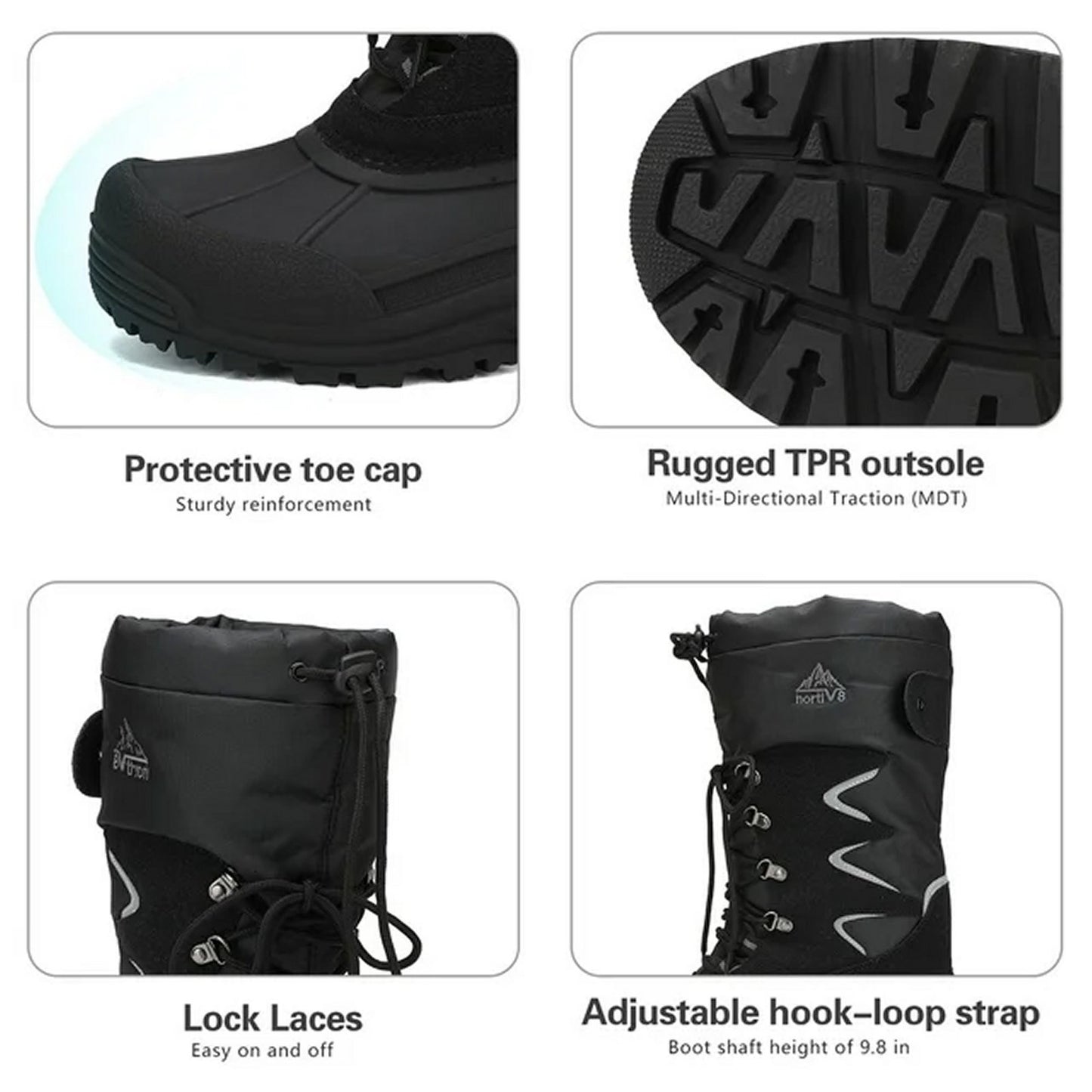 Nortiv 8 Mountaineer-2M Impermeable, Wet Weather, Winter Hiking Boots, Size 8