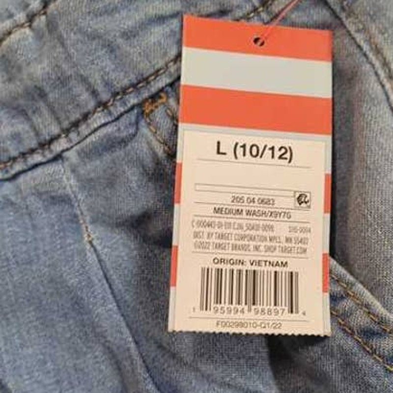 Girls Large(10/12) Shortalls Blue Jean Lightweight Medium Wash Jeans, Cat & Jack