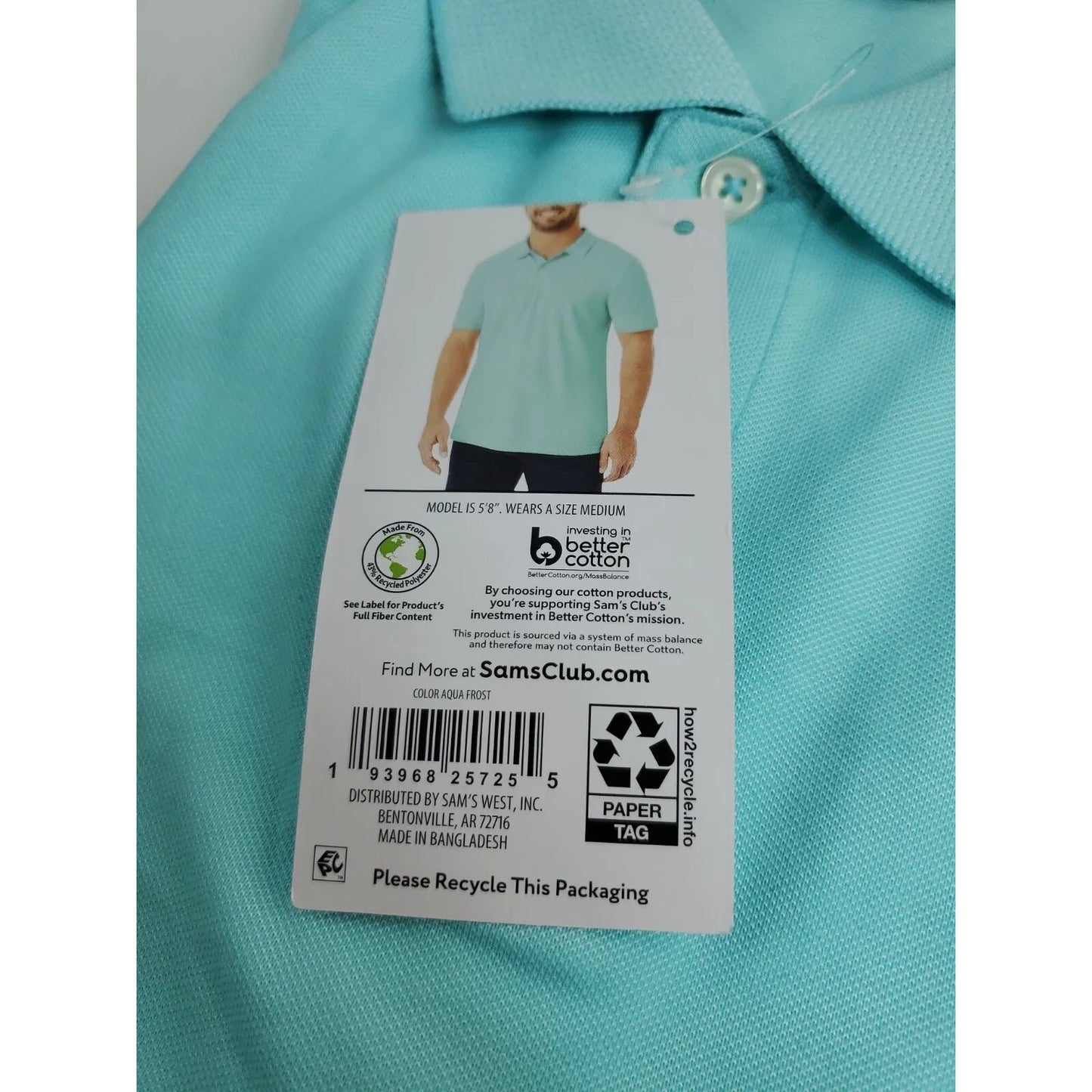 Member's Mark Men's Small Stretch Cotton Classic Fit Pique Polo Shirt