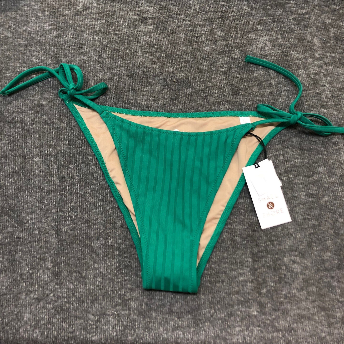 Women's XL Ribbed High Leg Extra Cheeky Bikini Bottom - Shade & Shore Green