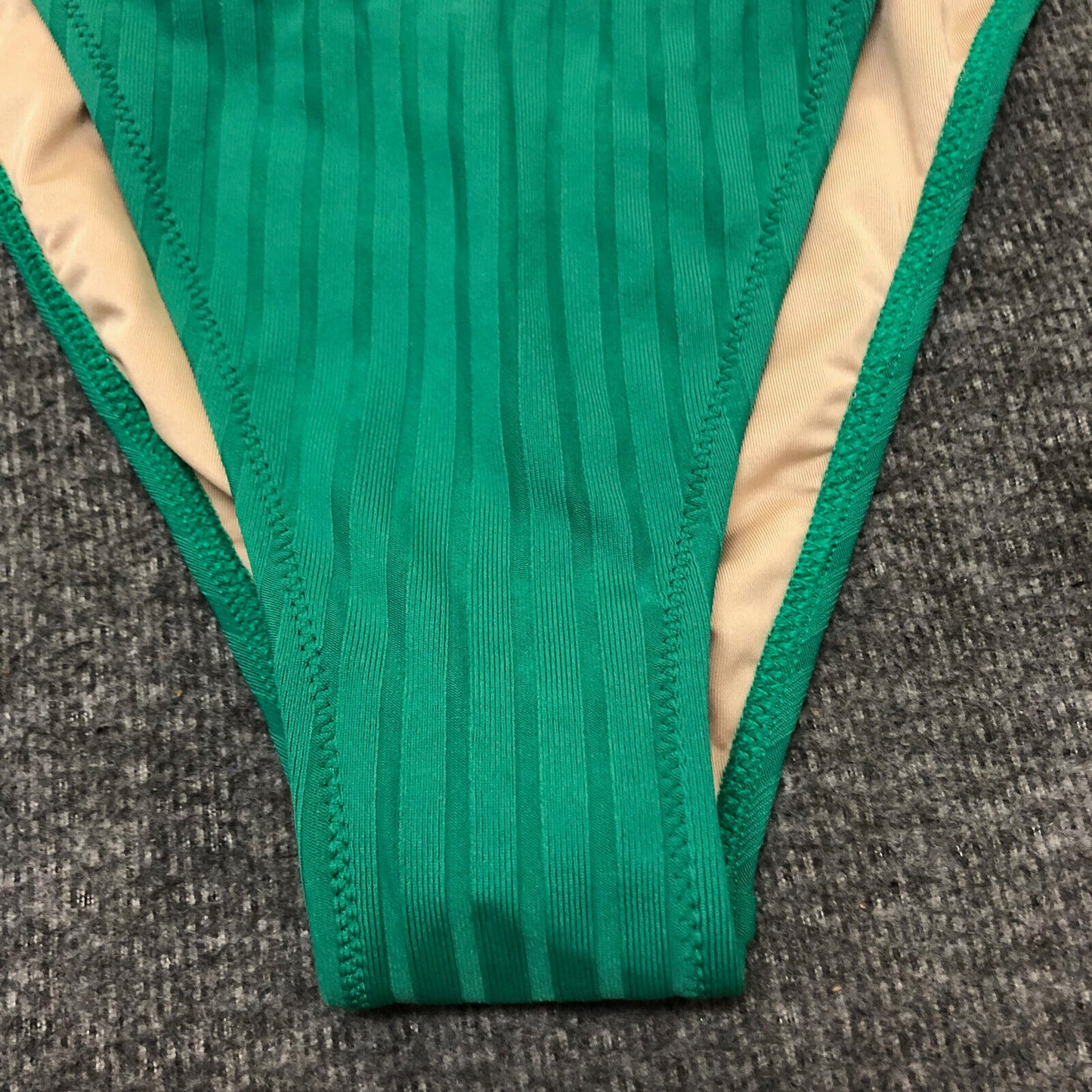 Women's XL Ribbed High Leg Extra Cheeky Bikini Bottom - Shade & Shore Green
