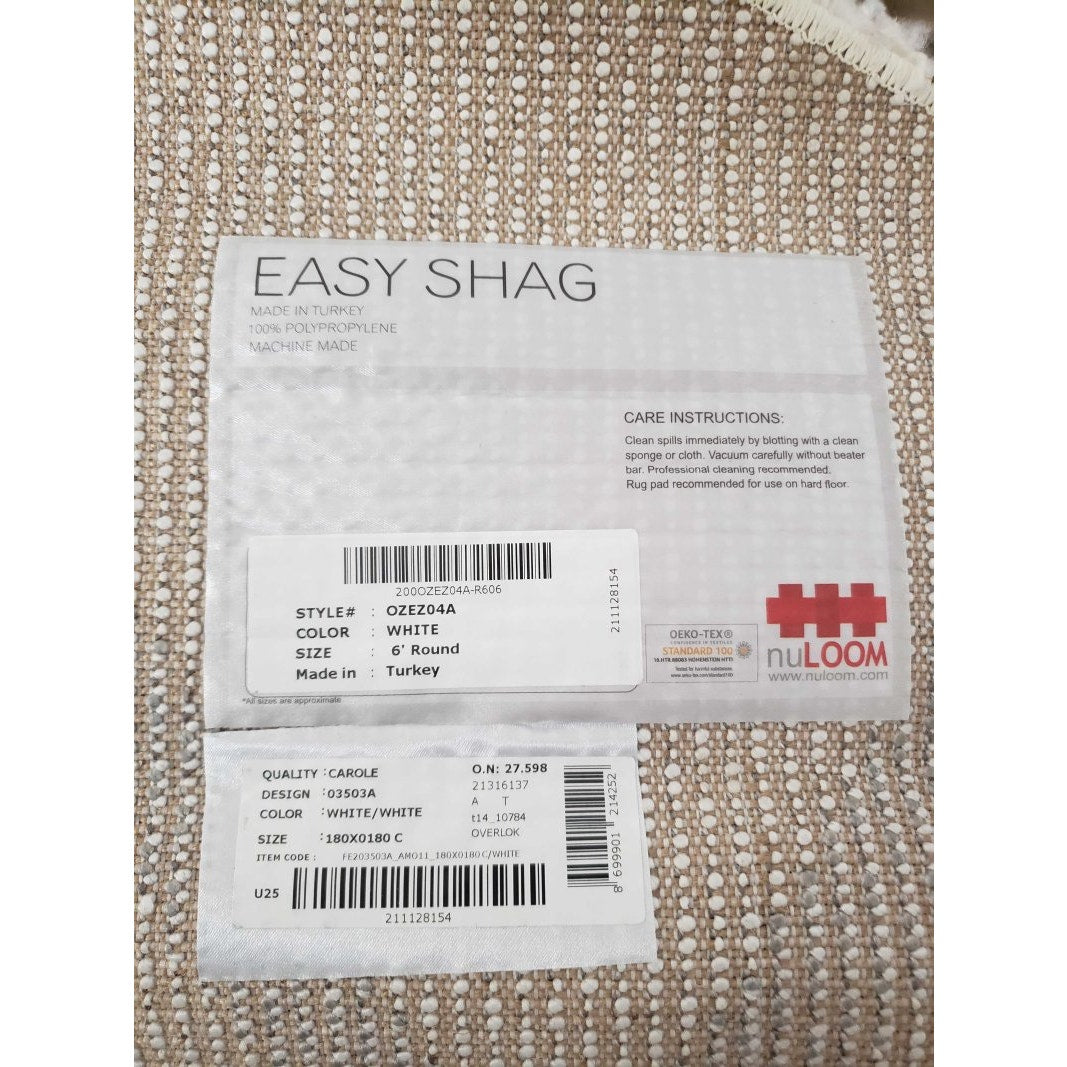 nuLOOM Tess Cozy Soft & Plush Modern Rug, 6' Round, White -Local Pickup Only