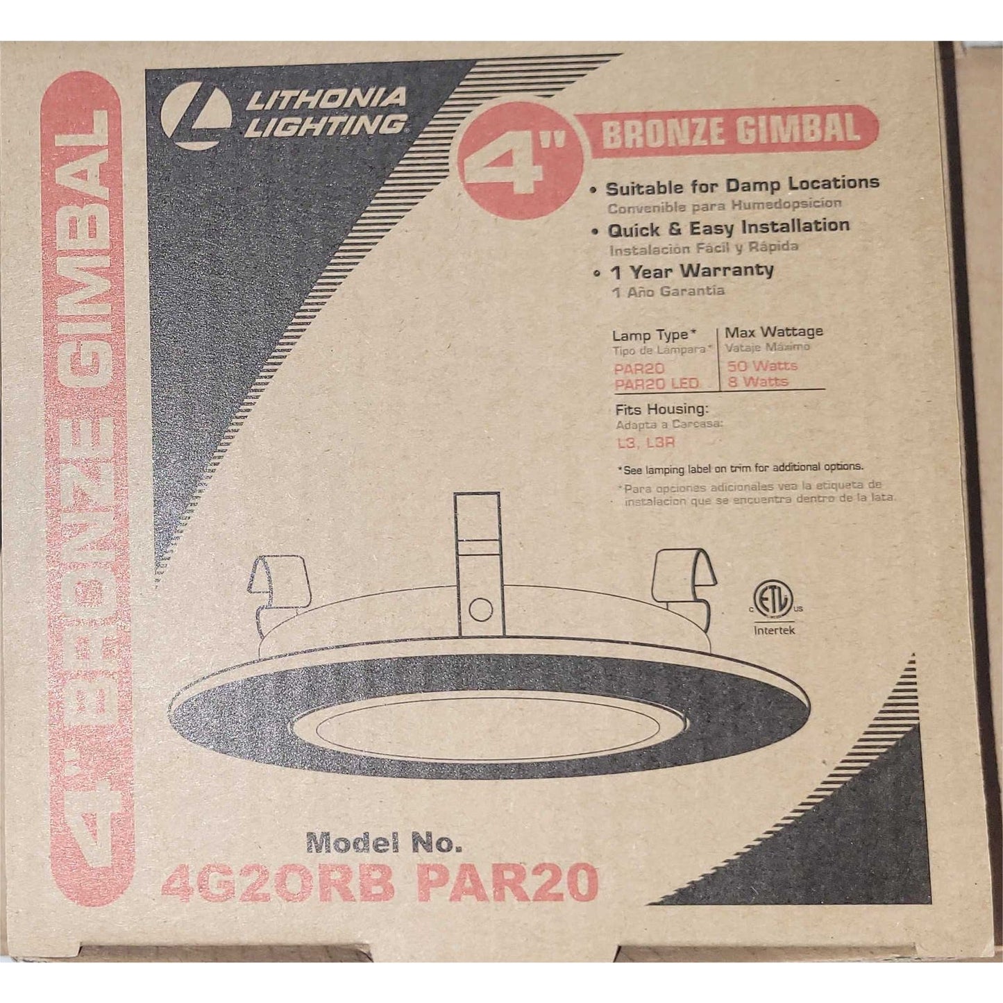 6 PK Lithonia Lighting 4G2ORB PAR20 - 4" Oil Rubbed Bronze Gimbal - PAR20