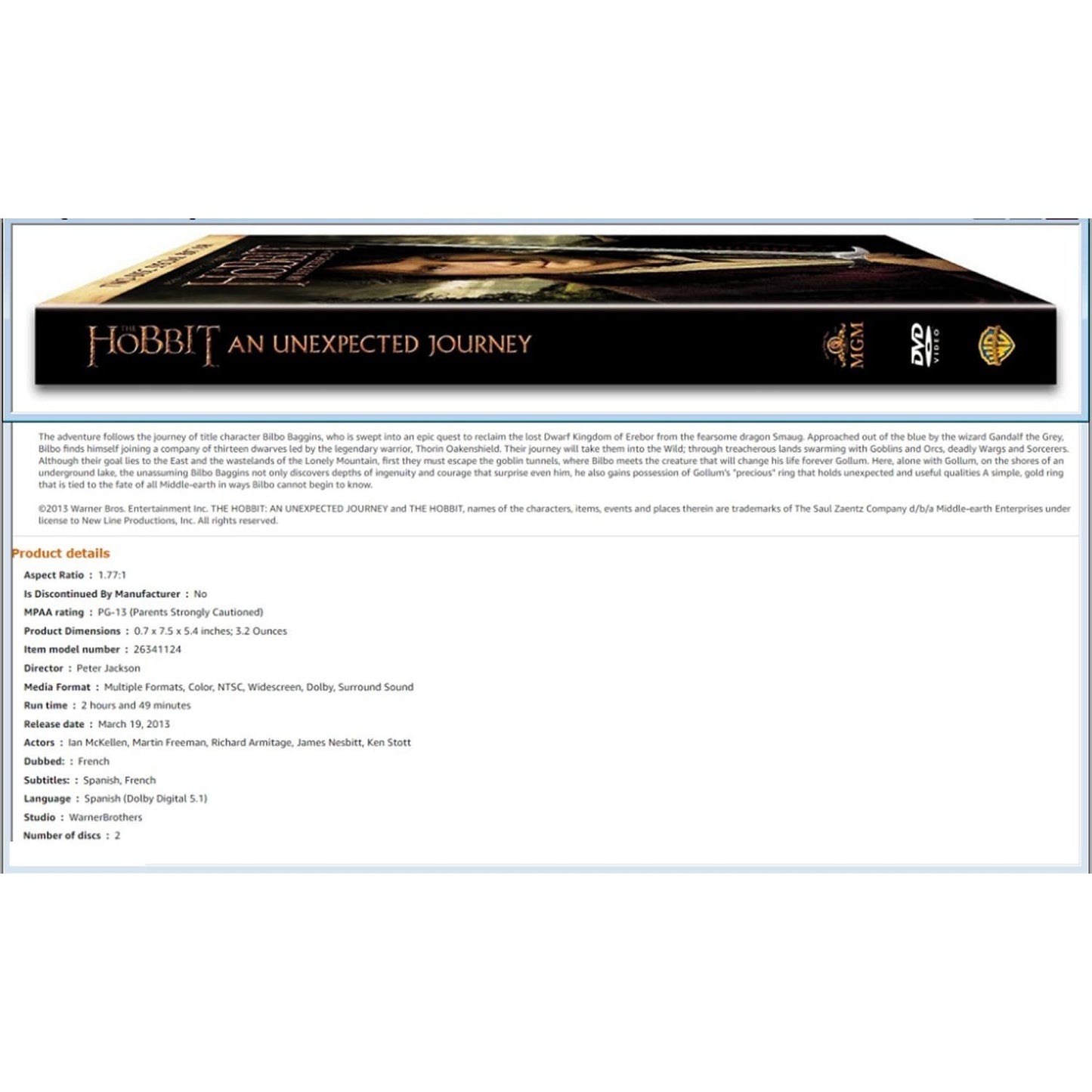The Hobbit: An Unexpected Journey (Two-Disc Special Edition) - Free Shipping