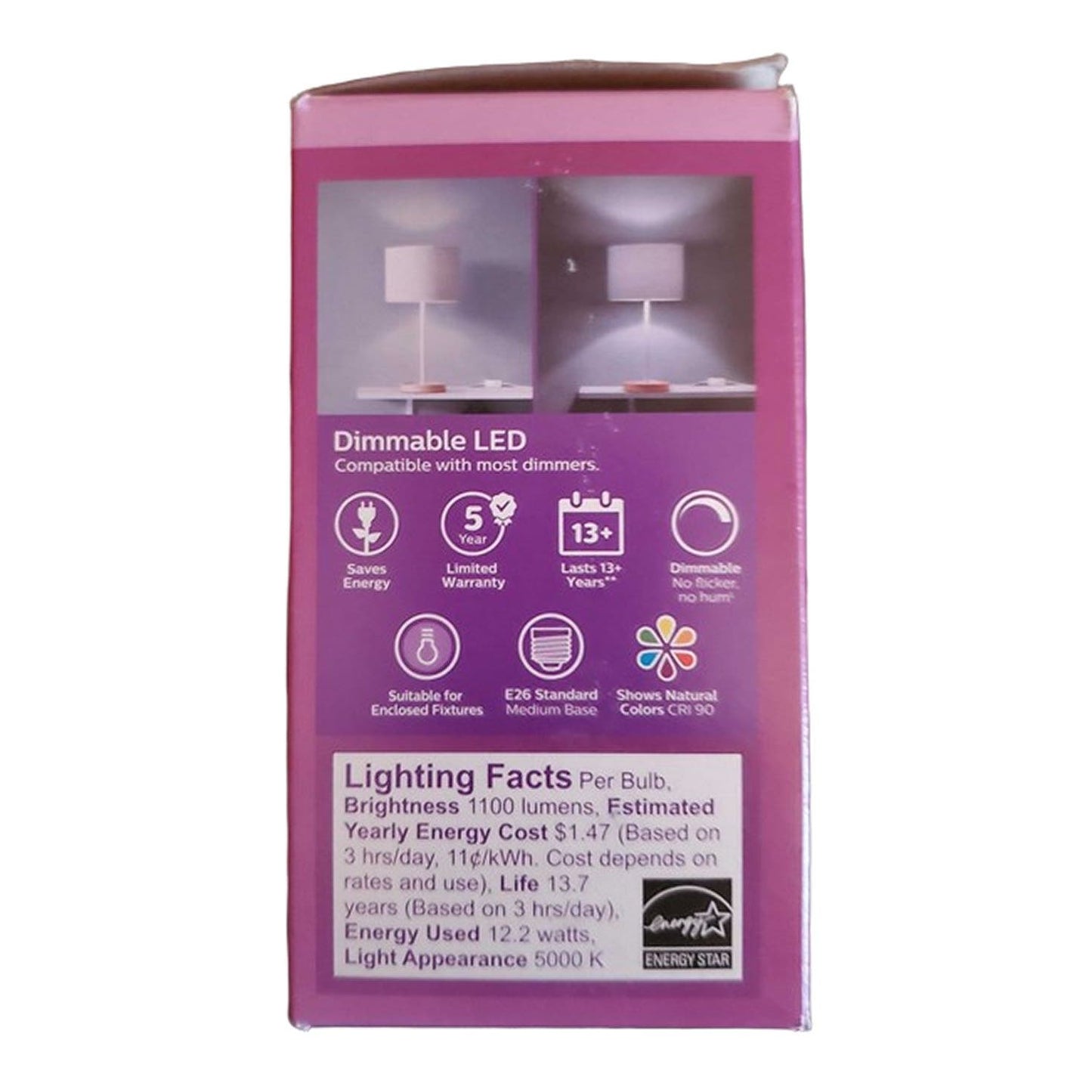 (8 PK) Philips 12.2W 75W A19 Dimmable LED Light Bulb Daylight (5000K) (8-Pack)