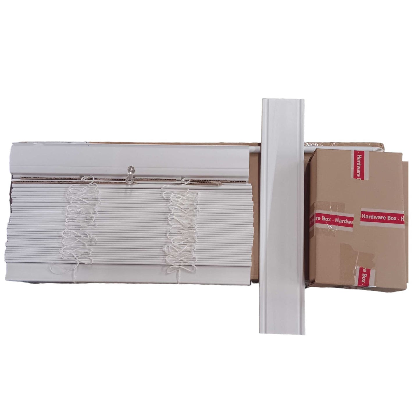 Custom White Cordless 2" Faux Wood Blinds, Room Darkening - 23" W x 72"L