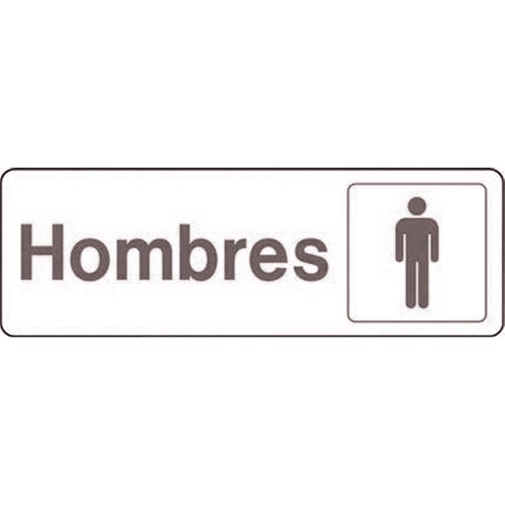 Hy-Ko Spanish Sign Brown 3" X 9" Hombres, Hard Plastic