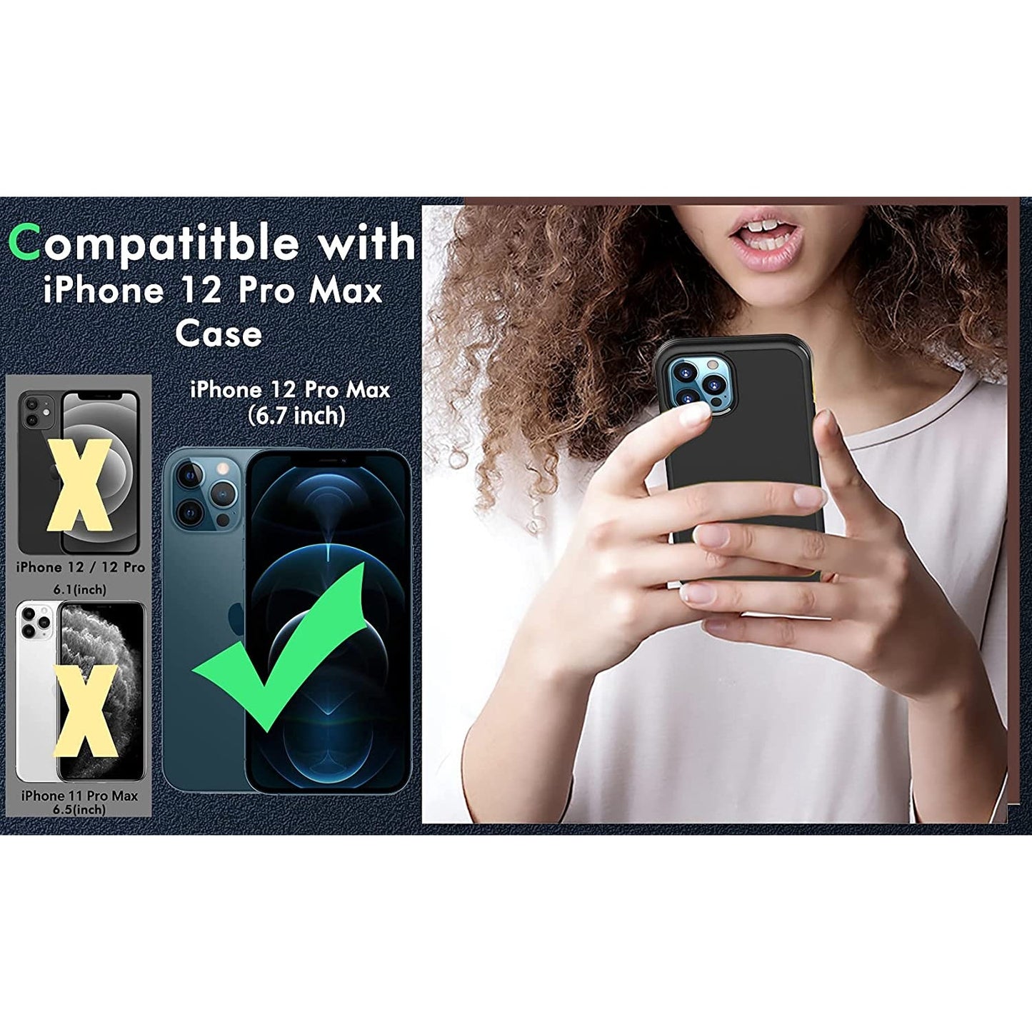 IMBZBK Designed for iPhone 12 Pro Max Phone Case, Military Grade Protection