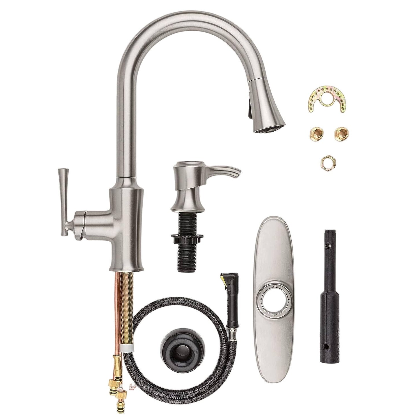 Pfister High Arc Antrom Single Head Pull-Down Faucet w/ Soap Dispenser F5297AOGS