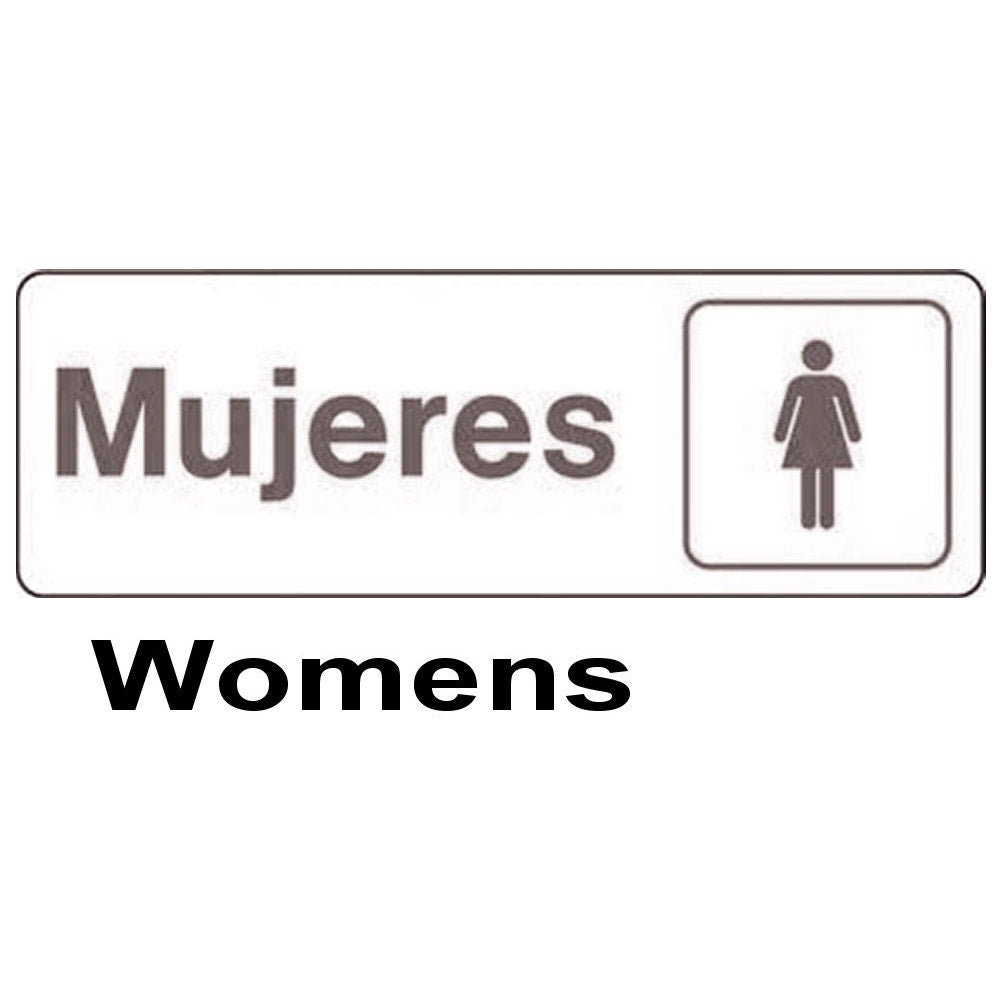 Hy-Ko Spanish Sign Brown 3" X 9" Mujeres, Hard Plastic