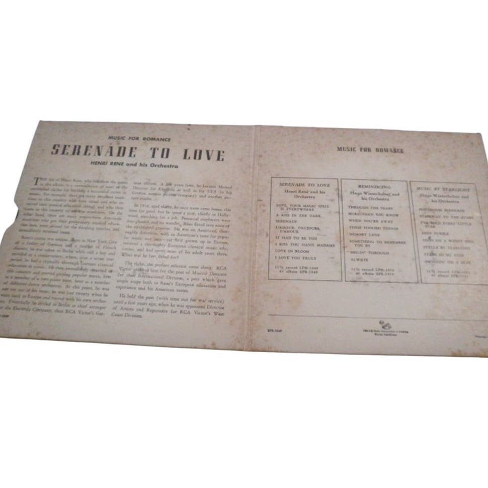 RCA Victor, 1952 Henri René And His Orchestra – Serenade To Love, Jazz 45 RPM EP