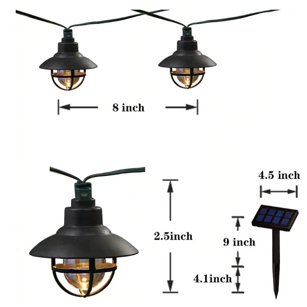 20-Light Solar Black Integrated LED Nautical String Lights, 19.25 Ft.- Free Ship