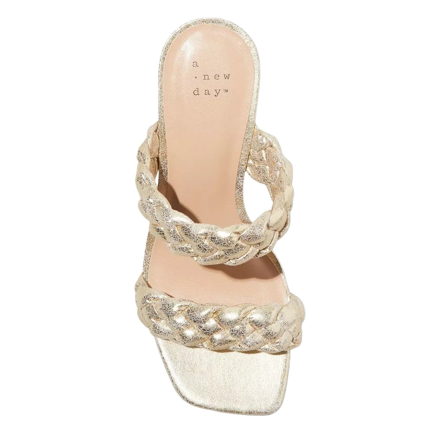 Basil Gold Braided Open Toe Cushioned Sandal Heels Size 7 by A NEW DAY