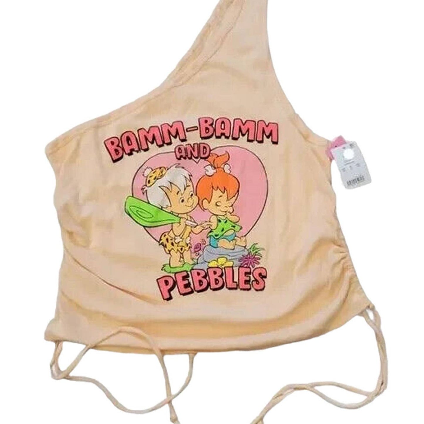 The Flintstones, Pink, Size LRG, One-Shoulder BAMM BAMM & PEBBLES Tank Top Shirt