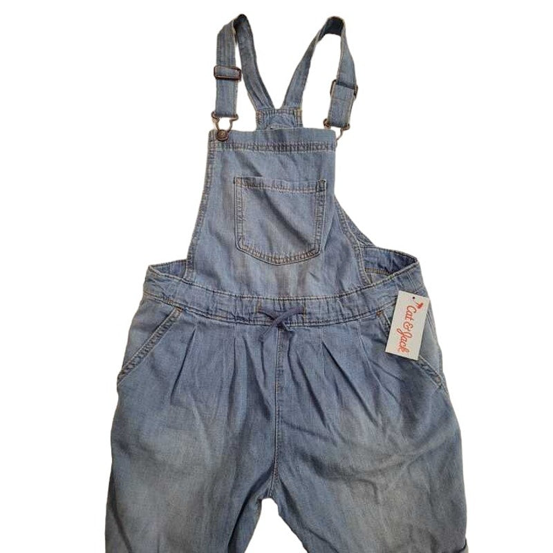 Girls Large(10/12) Shortalls Blue Jean Lightweight Medium Wash Jeans, Cat & Jack