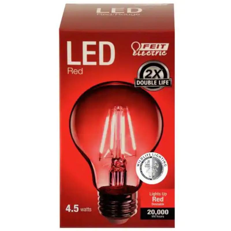 (6 Pk) 4.5W 25W A19 Medium E26 Base Dimmable Filament LED Light Bulb Red Clear