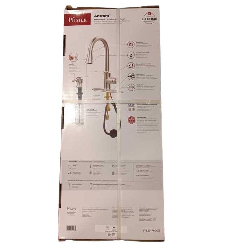 Pfister High Arc Antrom Single Head Pull-Down Faucet w/ Soap Dispenser F5297AOGS