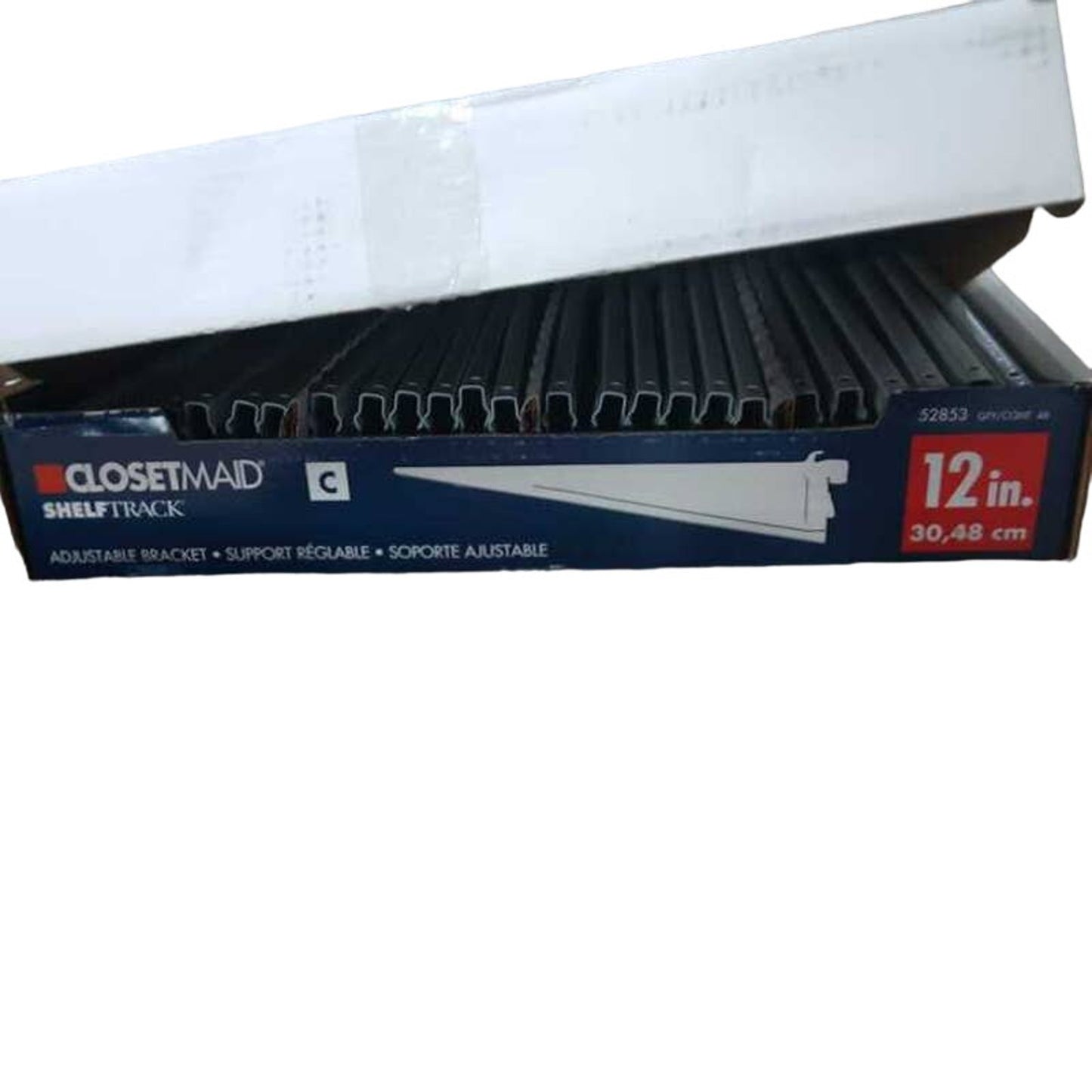 12-PK ClosetMaid 2853 ShelfTrack 12-Inch Locking Shelf Brackets, White, 12-PK