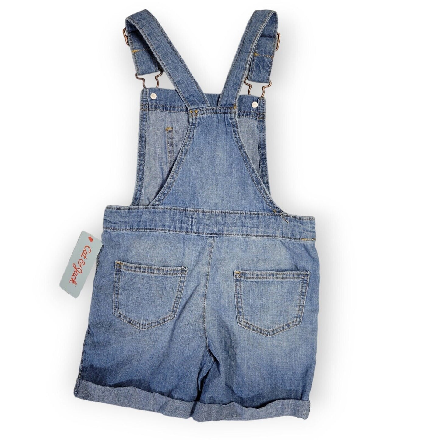 Girls Large(10/12) Shortalls Blue Jean Lightweight Medium Wash Jeans, Cat & Jack