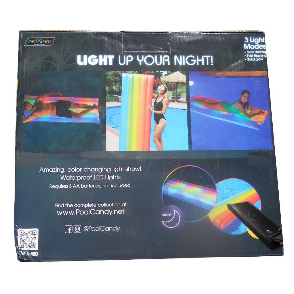 Pool Candy Illuminated 74" Rainbow Light Up Deluxe Pool Raft Float - Free Ship