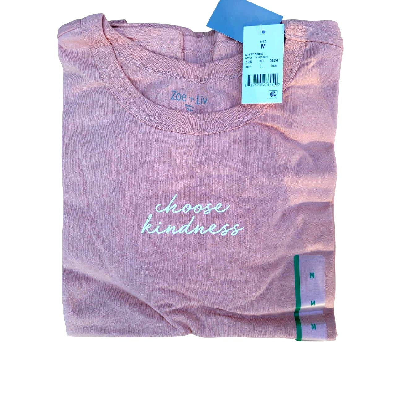 Women's Medium "Choose Kindness" Short Sleeve Graphic T-Shirt - Rose + Free Ship
