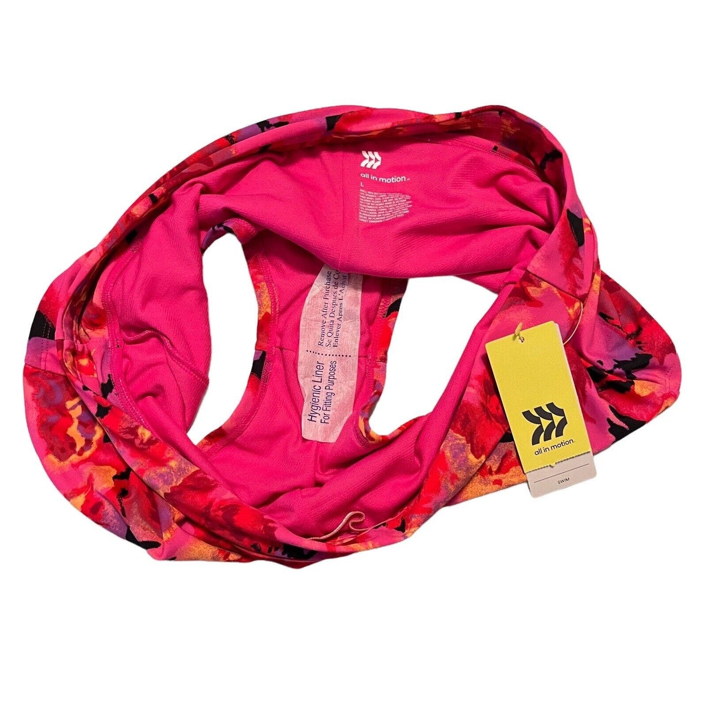 Women's Swim Boyshorts LRG (12-14) - All in Motion, Black & Pink Fora