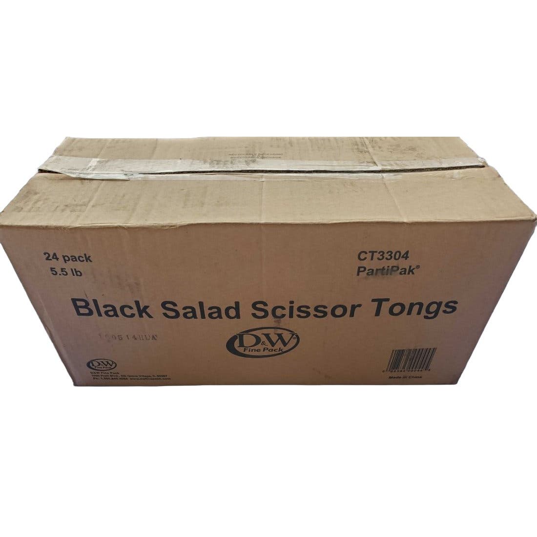 D&W Fine Pack, 24-Pack Black Salad Scissor Tongs, CT3304 Partipak- Free Shipping
