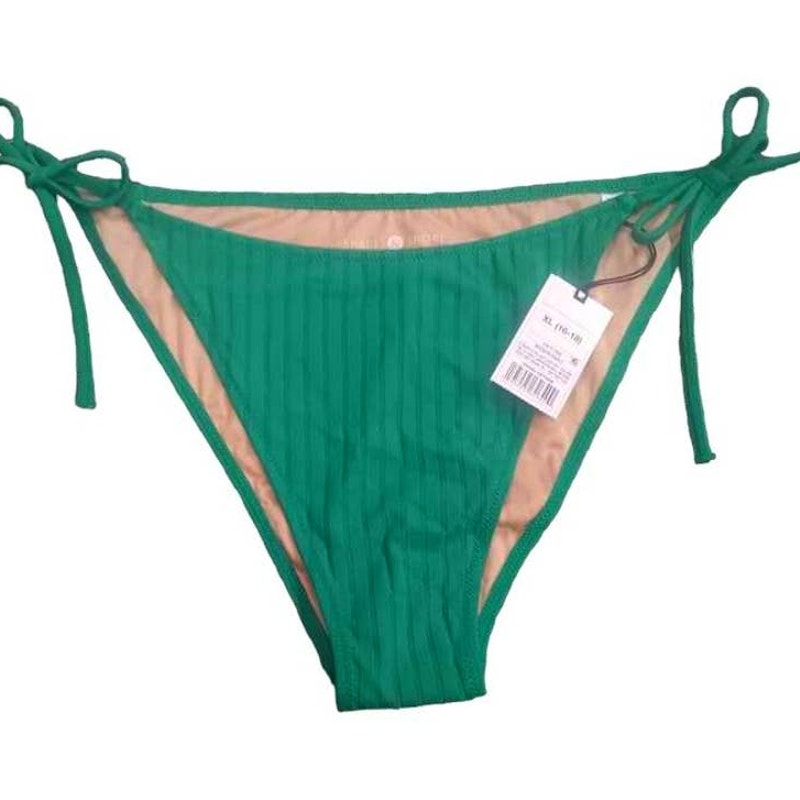 Women's XL Ribbed High Leg Extra Cheeky Bikini Bottom - Shade & Shore Green