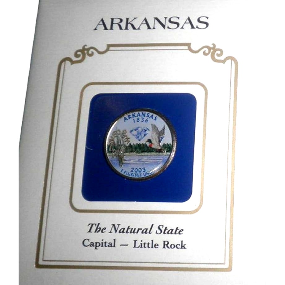 ARKANSAS COLORIZED QUARTER & FIRST DAY COVERS BY POSTAL COMMEMORATIVE SOCIETY