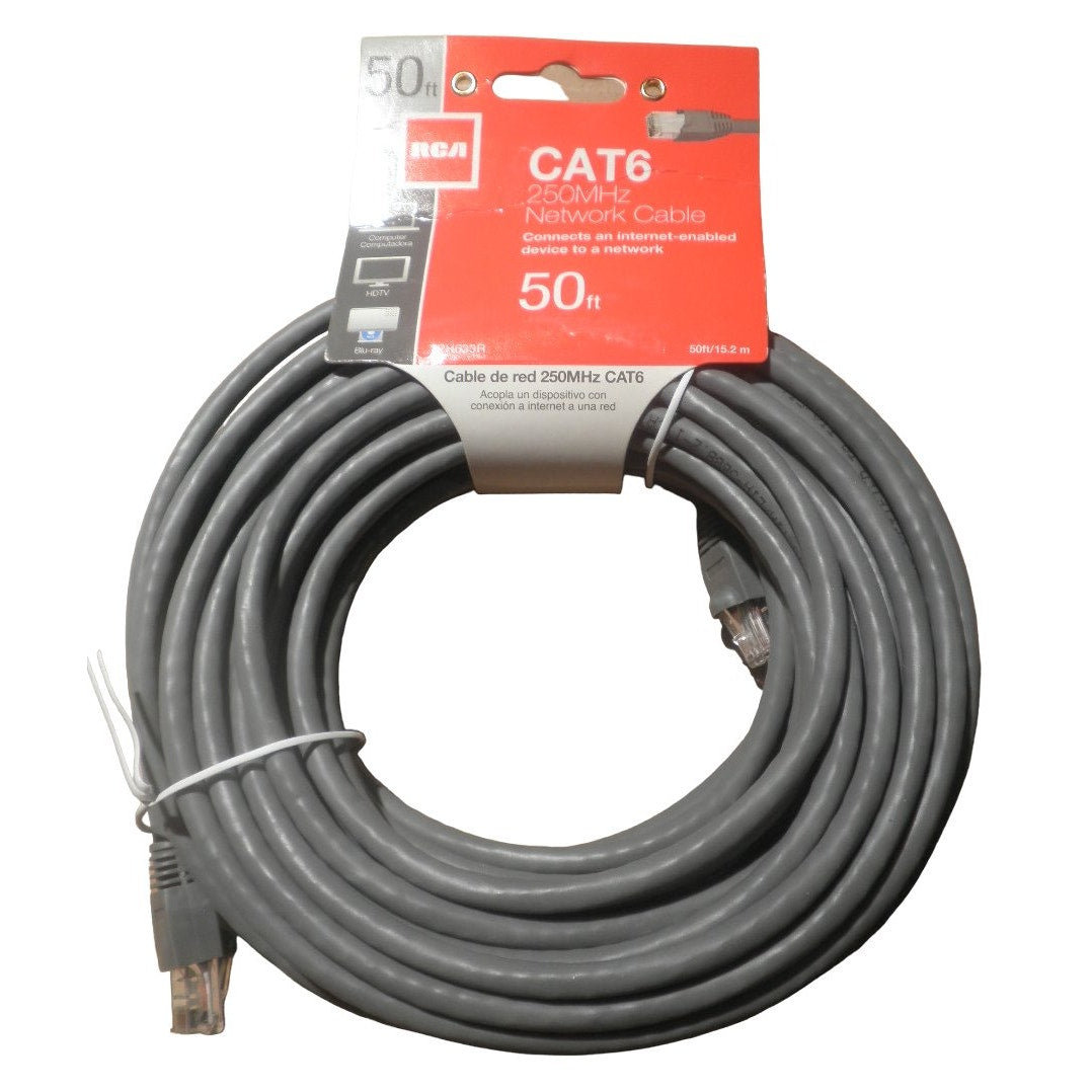 RCA 50-Feet Cat6 Network Cable 250Mhz Ethernet Cable, Gray (TPH633R) - Free Ship