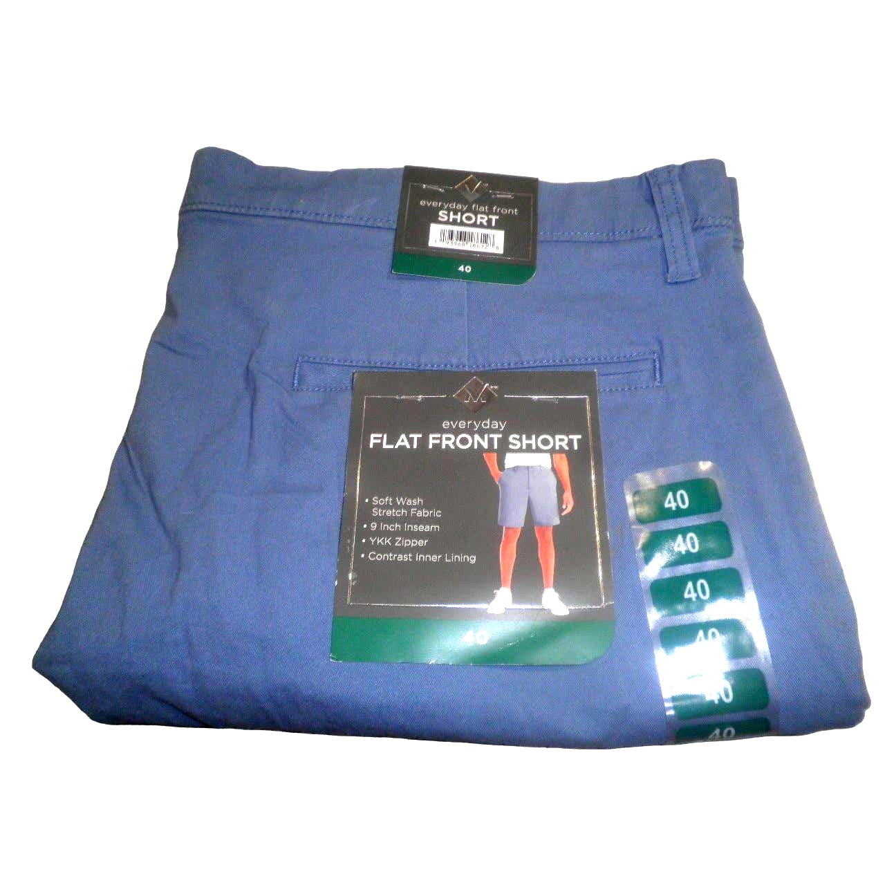 Men's Everyday Stretch Flat Front Short, Blue Moonlight, Size 40, 9" Inseam