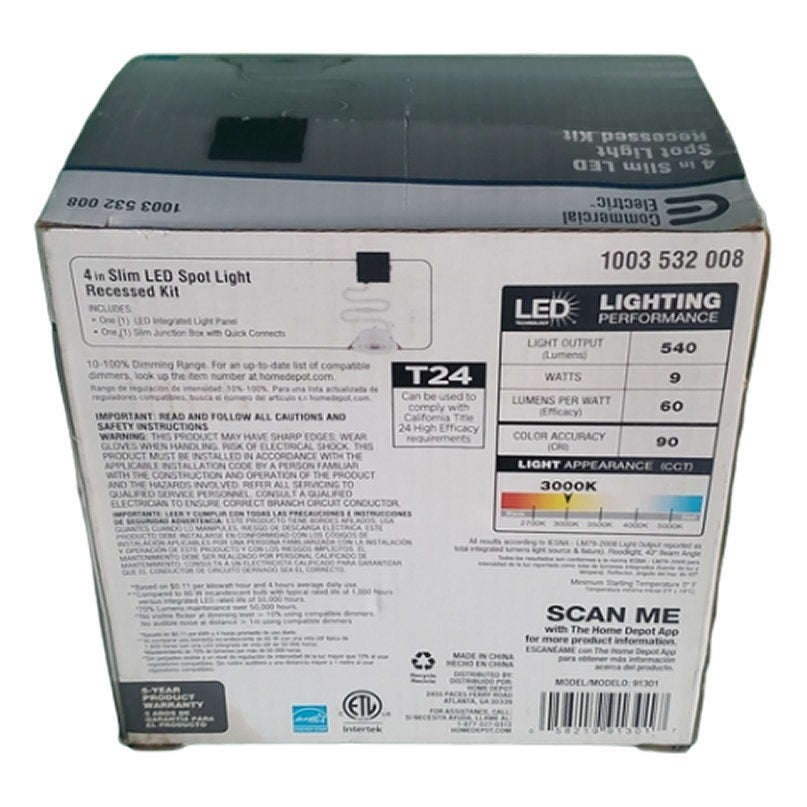 Commercial Elec. Slim Spot 4" Recessed Integrated LED Kit Soft White