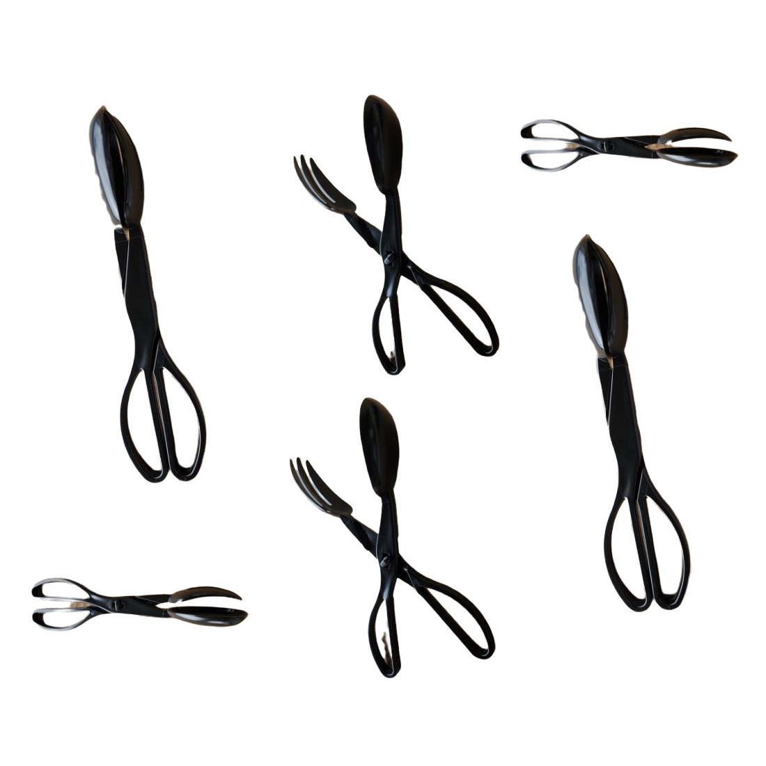 D&W Fine Pack, 24-Pack Black Salad Scissor Tongs, CT3304 Partipak- Free Shipping