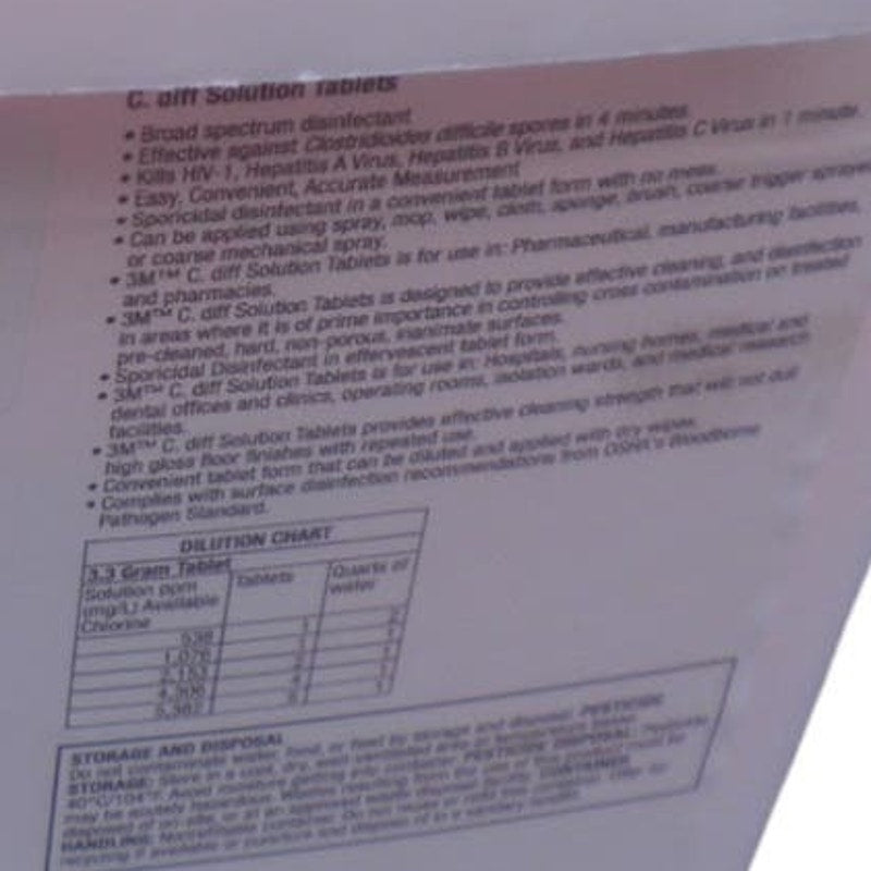 3M C. Diff Solution Tablets, Quart Size, 280 Ct (2 x 140 Ct. Tubs) EXP 11/2025