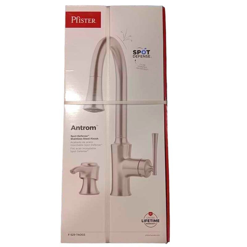 Pfister High Arc Antrom Single Head Pull-Down Faucet w/ Soap Dispenser F5297AOGS