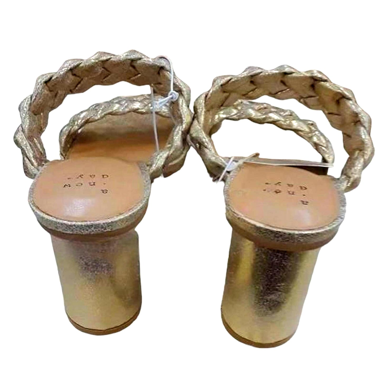 Basil Gold Braided Open Toe Cushioned Sandal Heels Size 7 by A NEW DAY