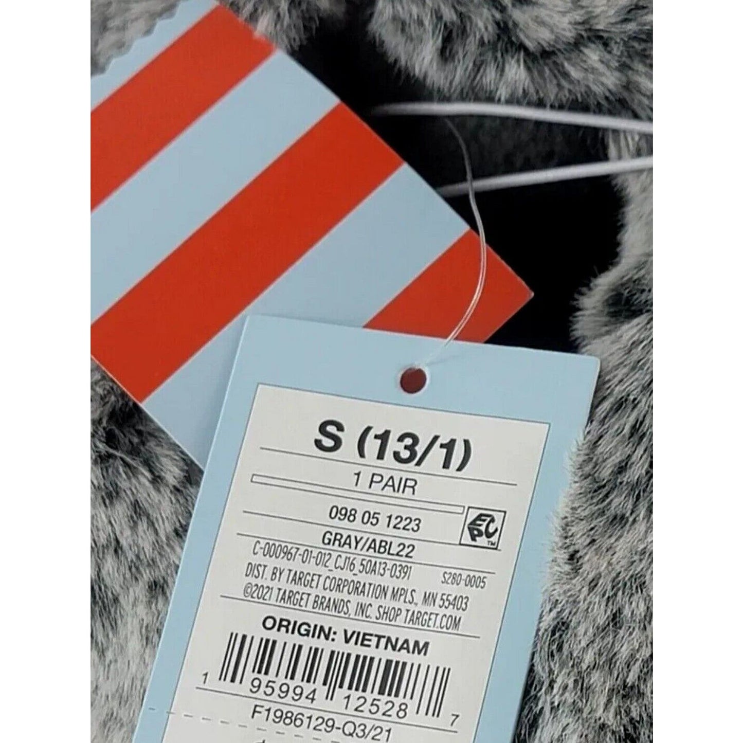 Boys' Ferdinand Dinosaur Claw Slippers - Cat & Jack Charcoal Gray SM (13/1) NWT