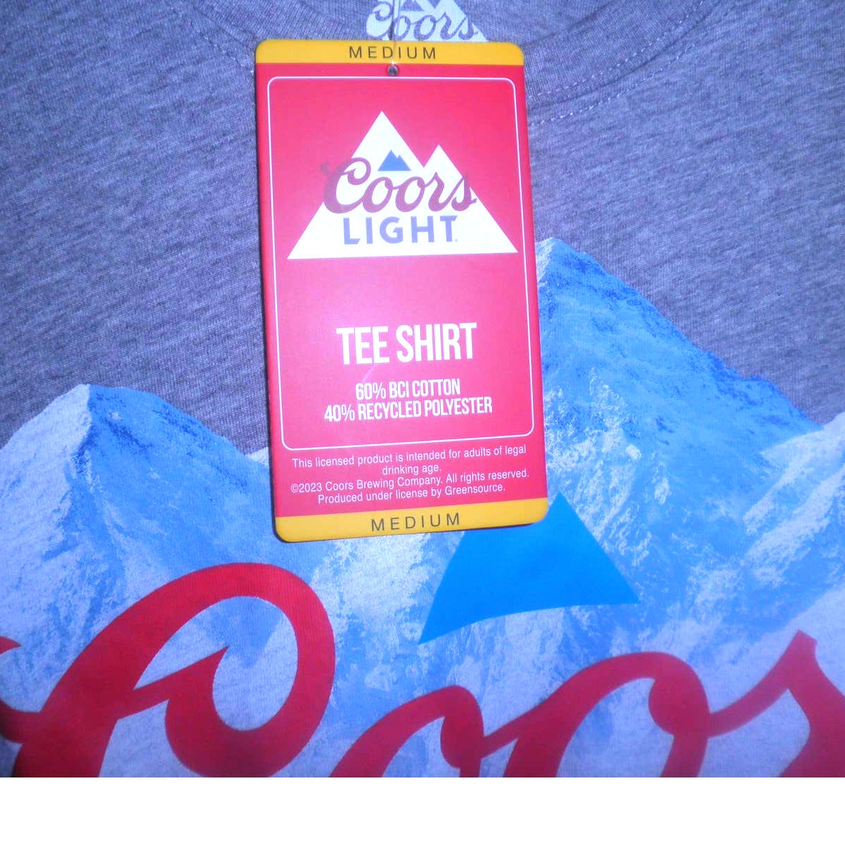 Coors Light Men's Short Sleeve Graphic T-Shirt, Medium, Rocky Mountain Logo