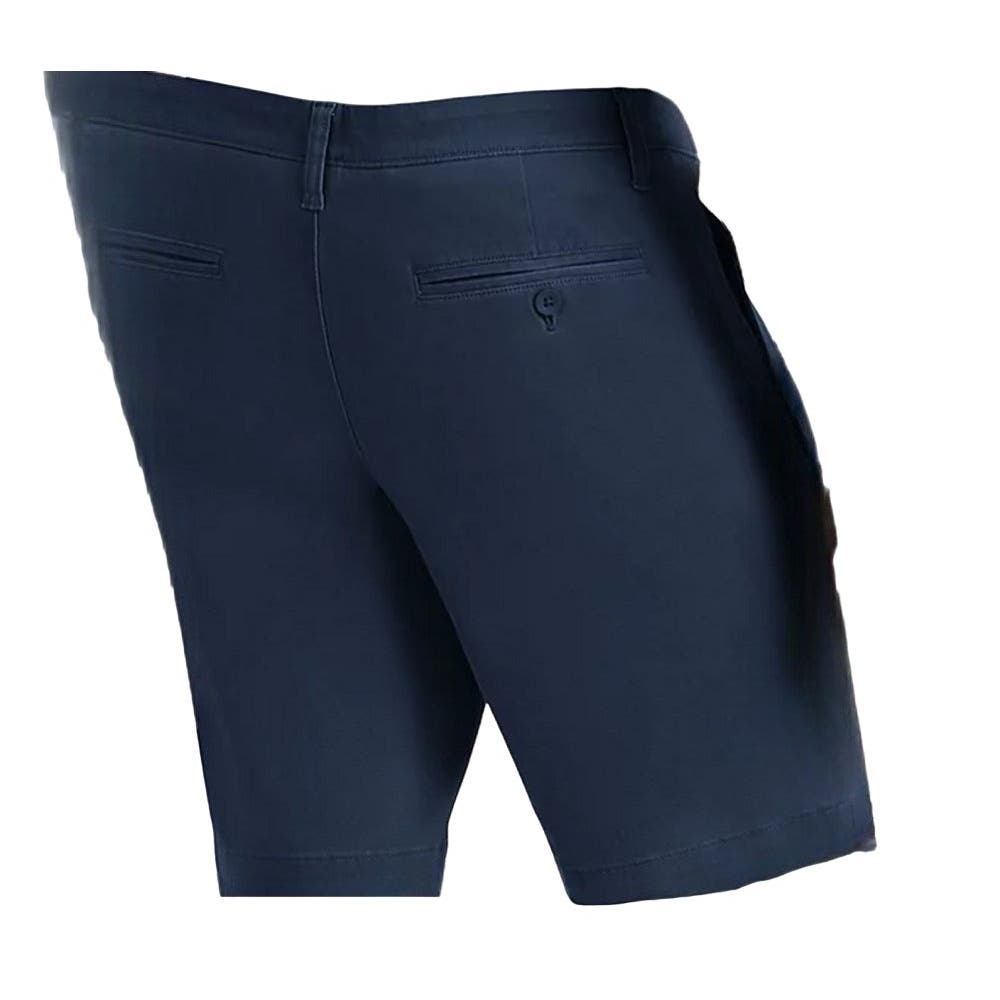 Men's Stretch Flat Front Short, Blue, Size 40, 9" Inseam, 97% Cotton, 3% Spandex