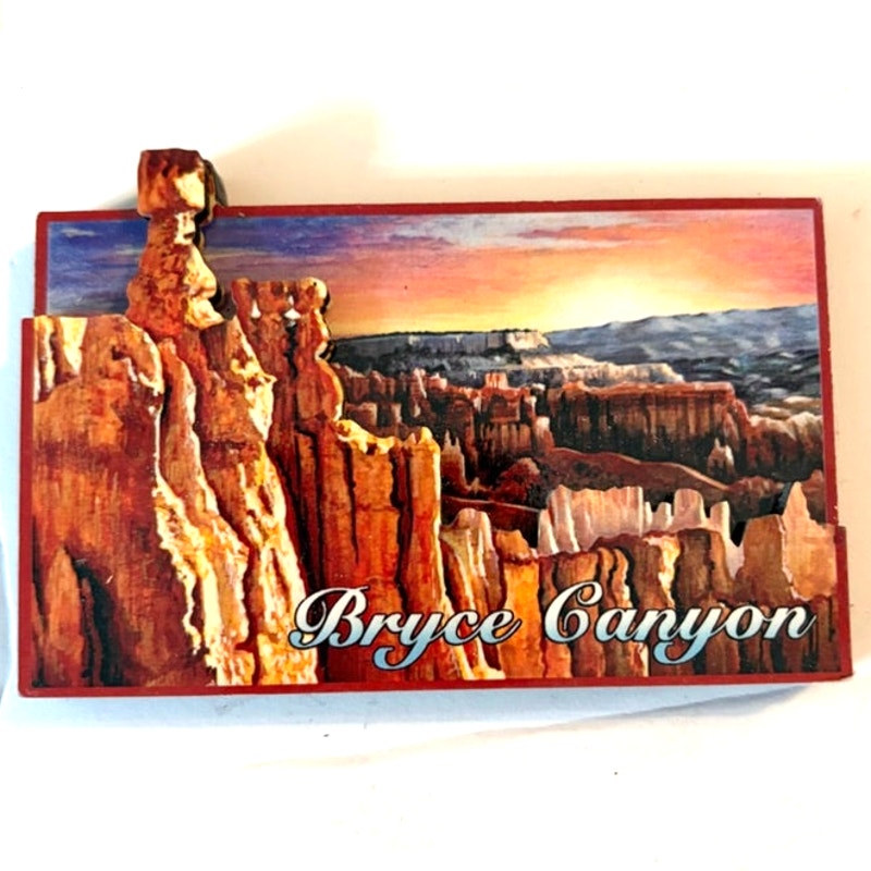 Bryce Canyon Utah Thor’s Hammer Layered Wood Fridge Magnet National Park 4x2.5"